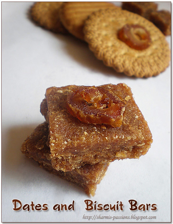 Chewy Dates and Biscuit Bars Sharmis Passions