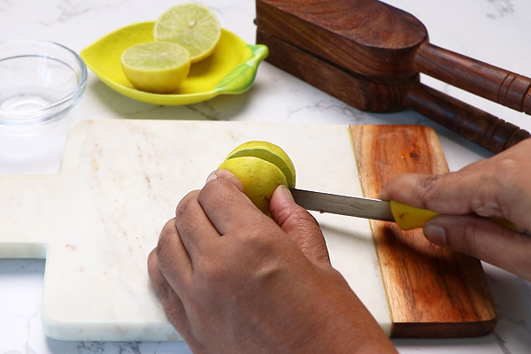 cut lemon into half