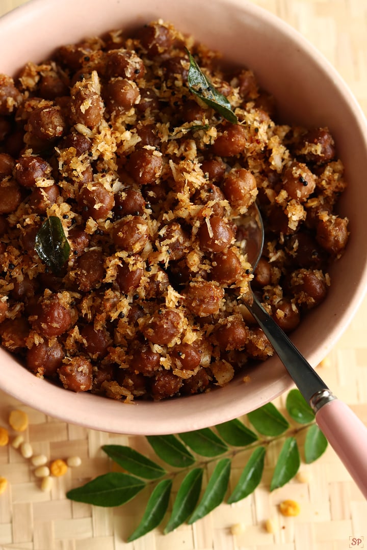 black channa sundal served