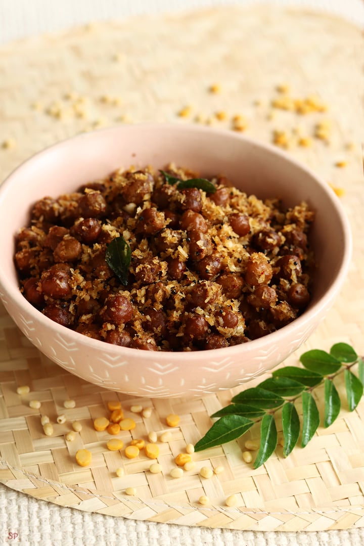 black channa sundal served