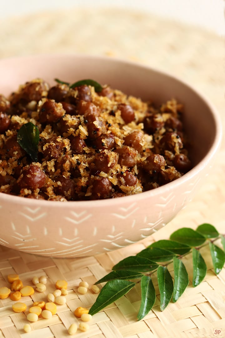 black channa sundal served