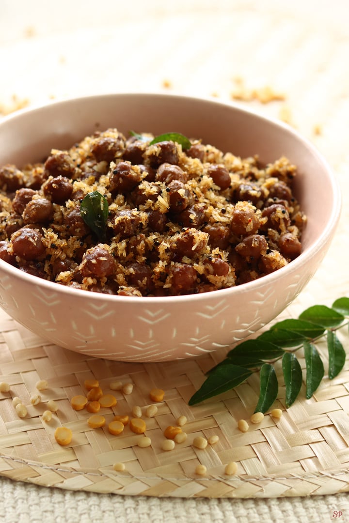 black channa sundal served
