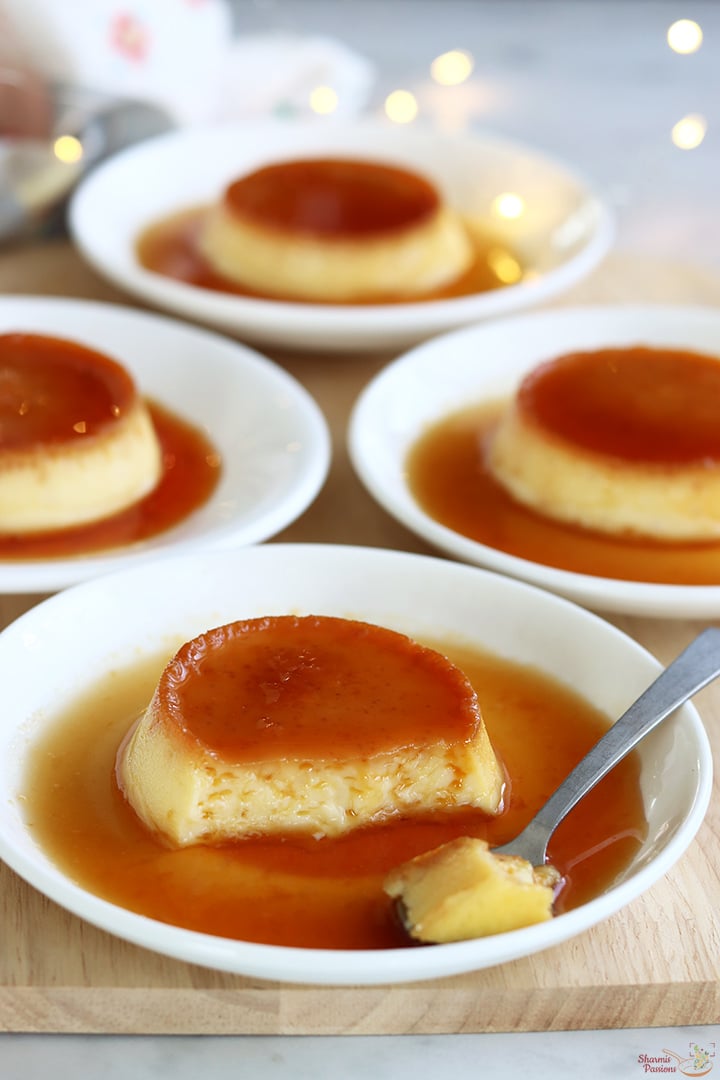 caramel custard set and served