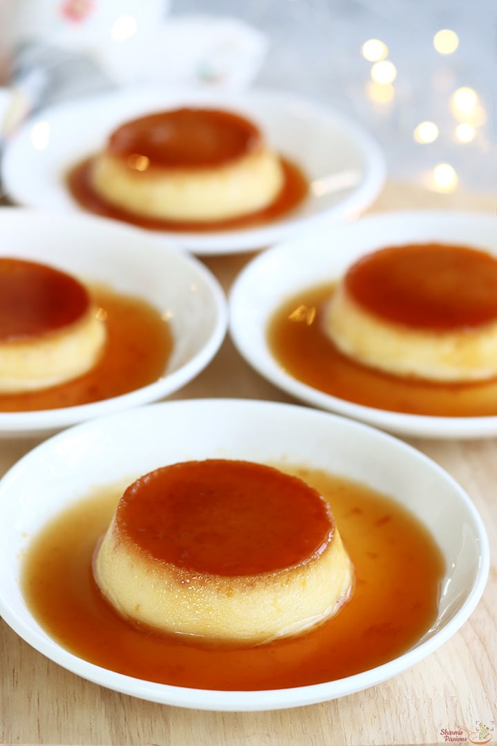 caramel custard set and served