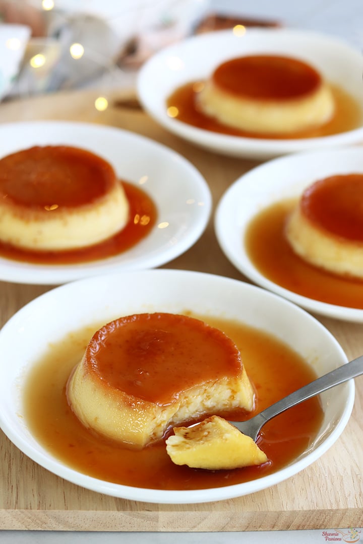 caramel custard set and served