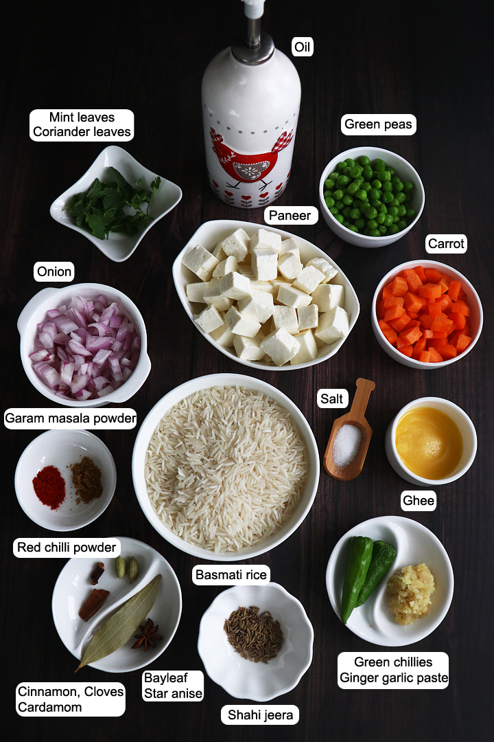 paneer pulao ingredients