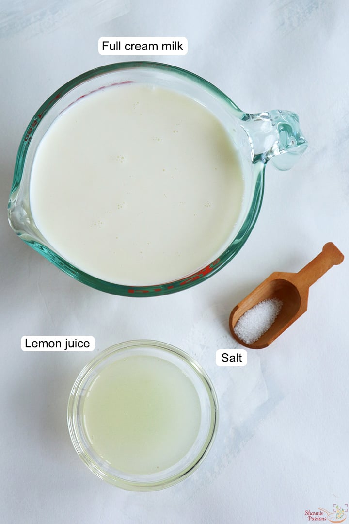 Ingredients needed to make homemade cream cheese