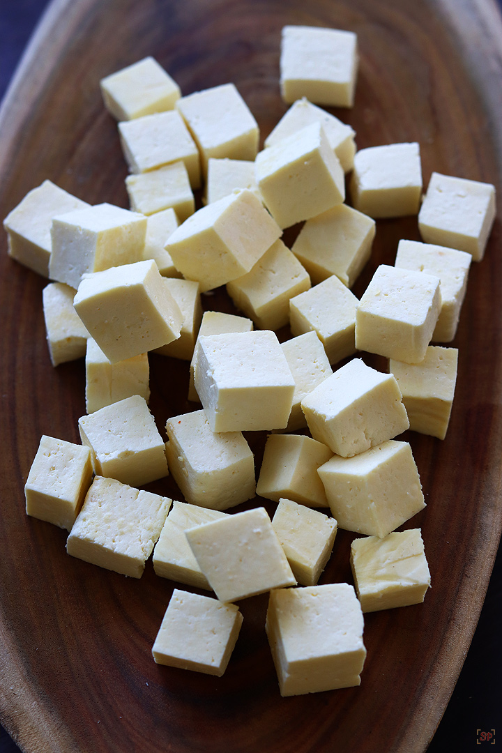 homemade paneer cubed