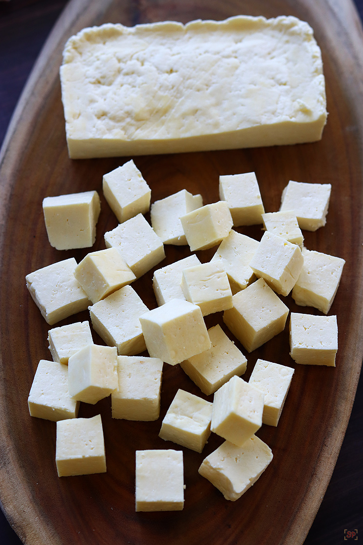 homemade paneer cubed