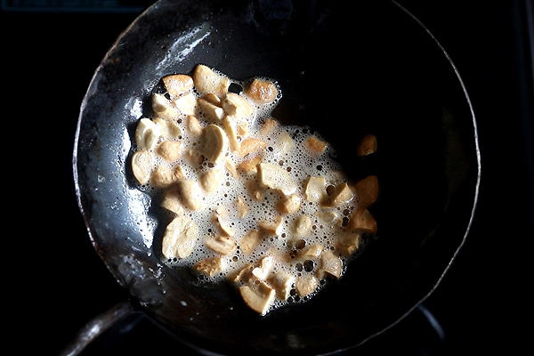 fry cashews in ghee until golden