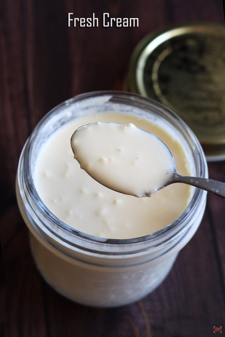 fresh cream stored in a glass jar