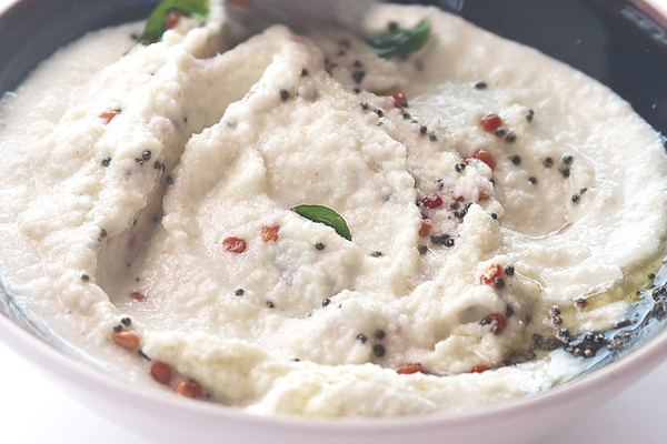 coconut chutney is mixed and ready to serve