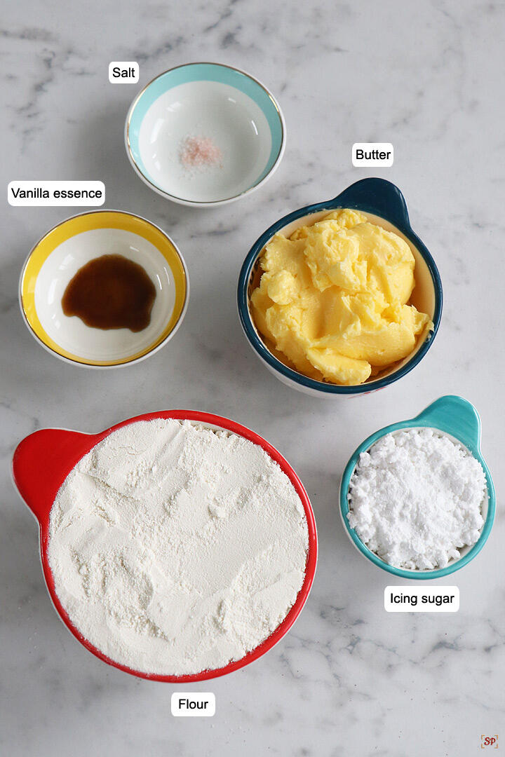 a display of ingredients needed to make shortbread cookies