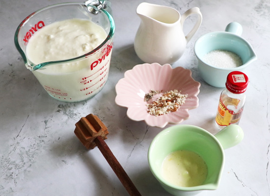 a display of ingredients to make lassi