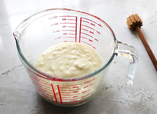 chilled curd taken in a measuring jug