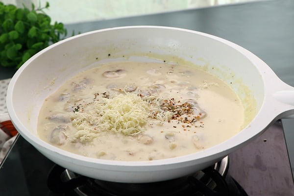 add mixed herbs, grated cheese