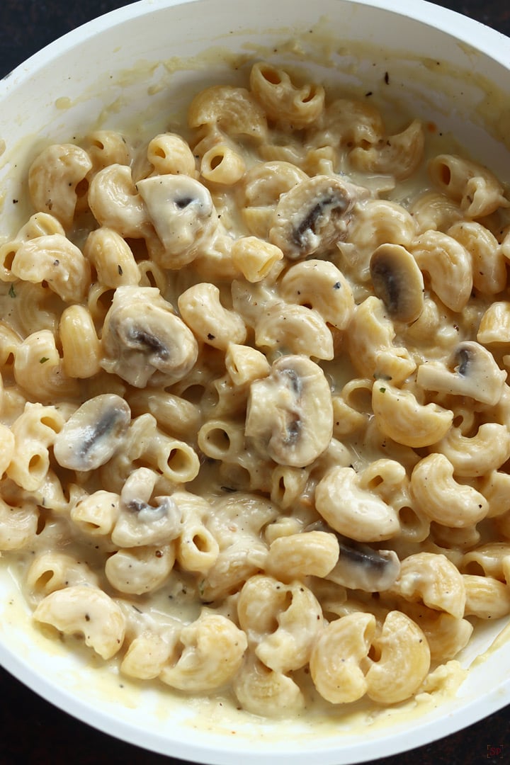 mushroom pasta just cooked