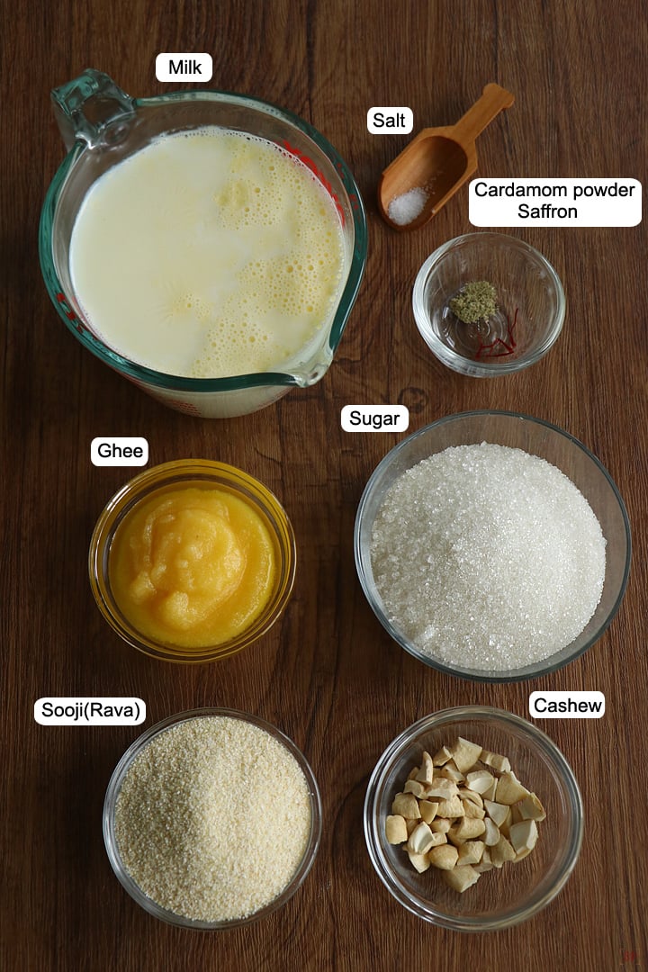 ingredients needed to make milk kesari