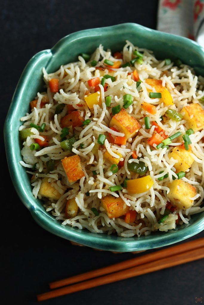 Paneer Fried Rice Recipe - Sharmis Passions