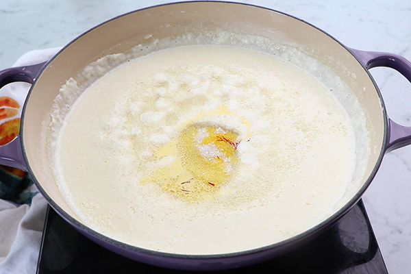 add sugar, saffron milk