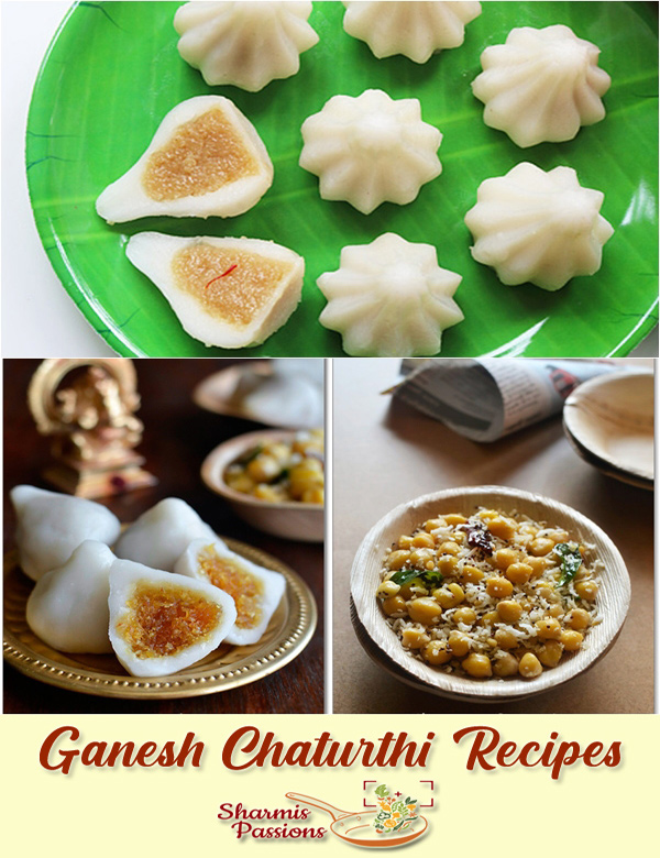 a display of images showing ganesh chaturthi recipes