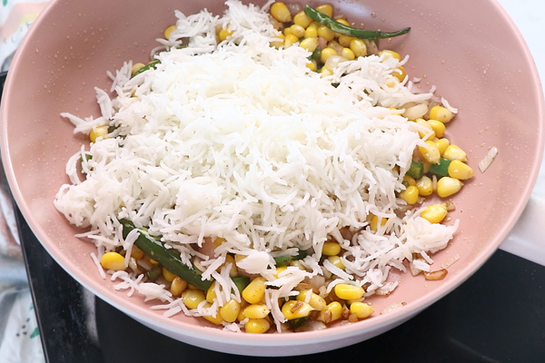 add cooked basmati rice