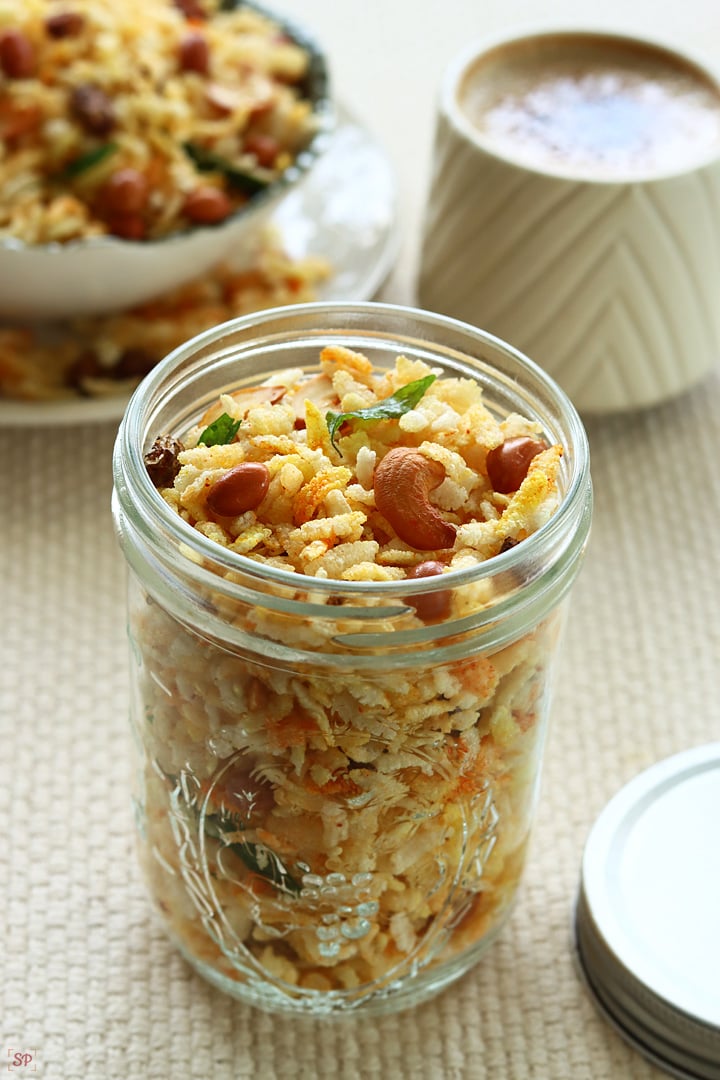 poha chivda served with a cup of coffee