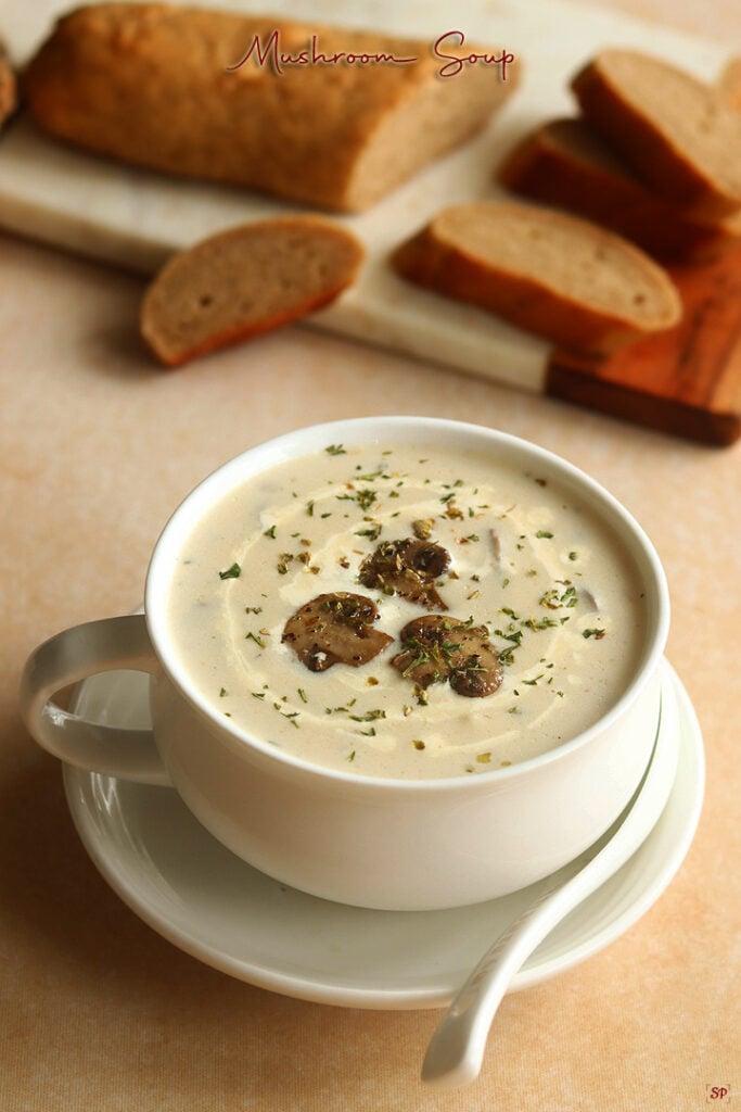 Mushroom Soup Recipe | Cream of Mushroom Soup Recipe - Sharmis Passions
