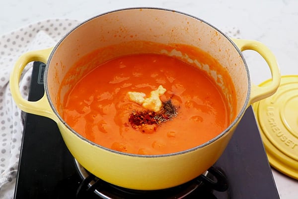add spices, butter