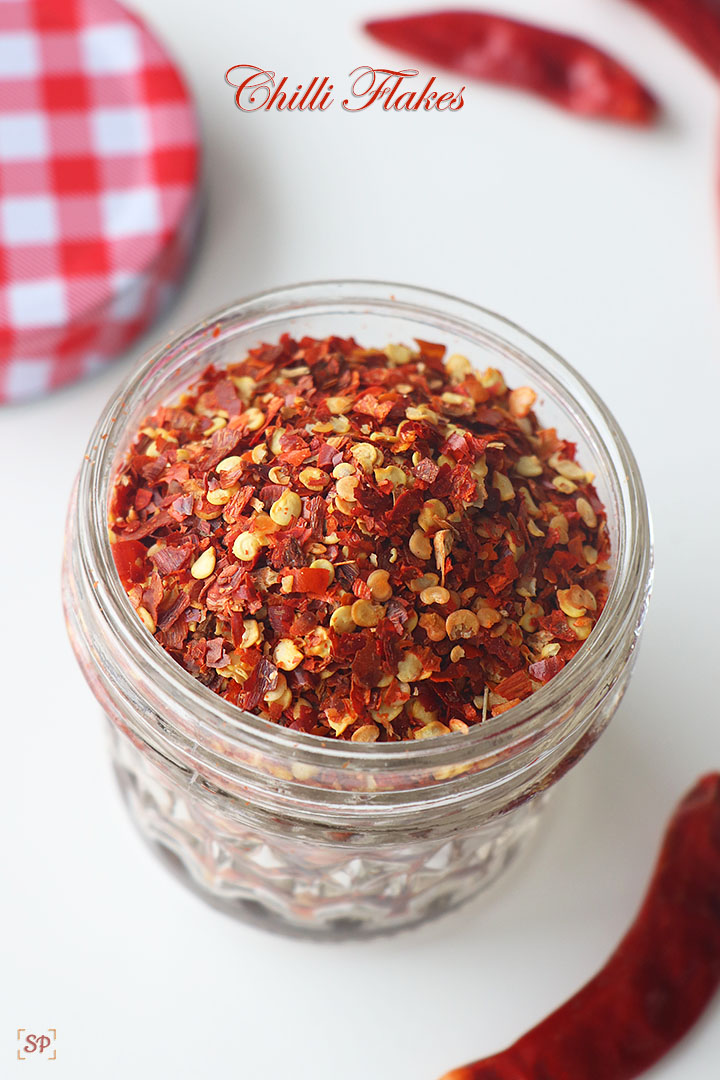 homemaed chilli flakes in a glass jar