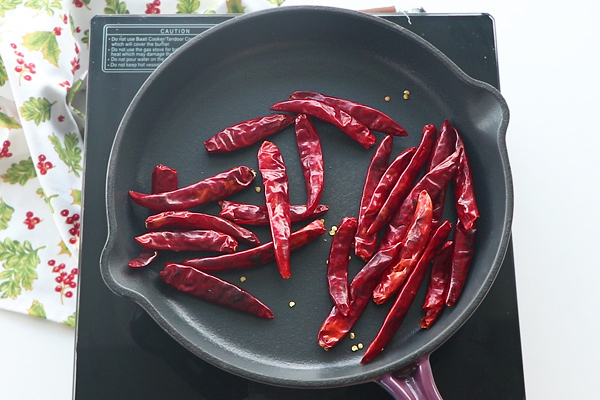 red chillies are roasted until crisp