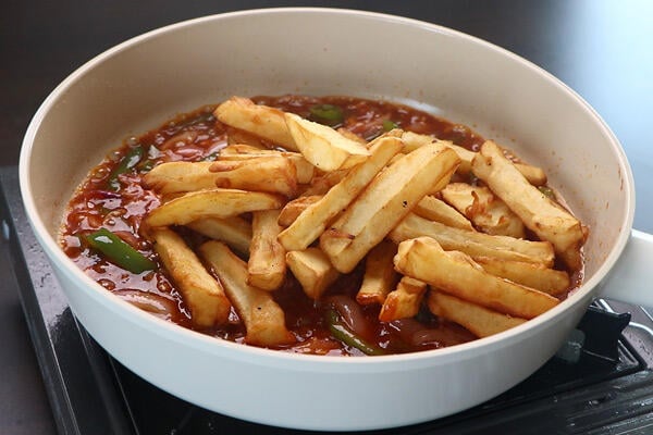 add fried potatoes