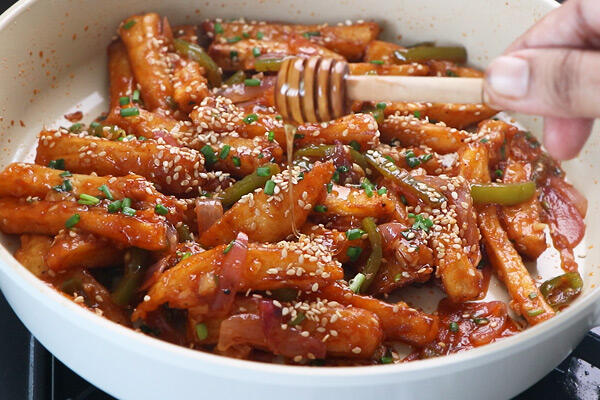 add honey, sesame seeds