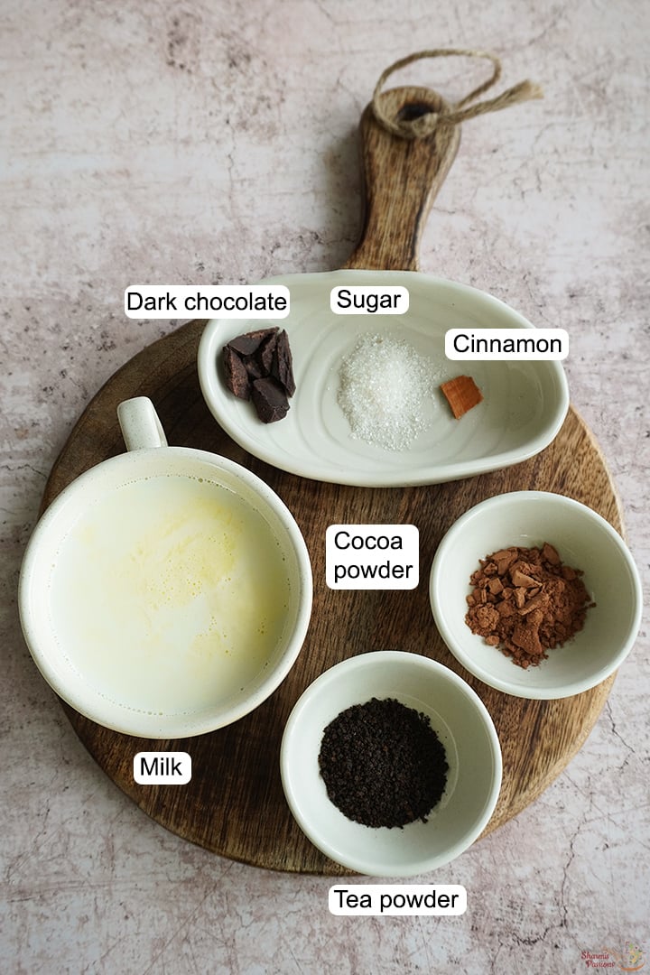 ingredients needed to make chocolate tea