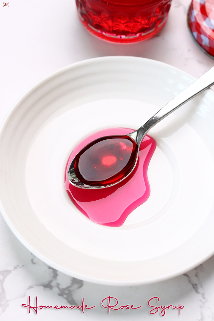 rose syrup in a spoon