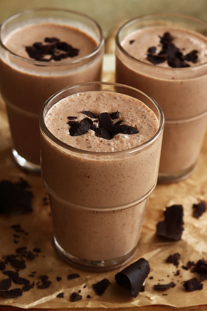 chocolate lassi served in glasses
