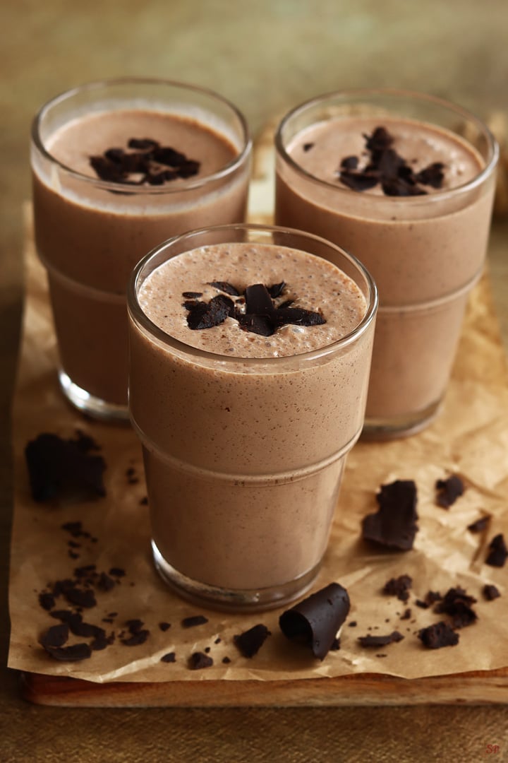 chocolate lassi served in glasses