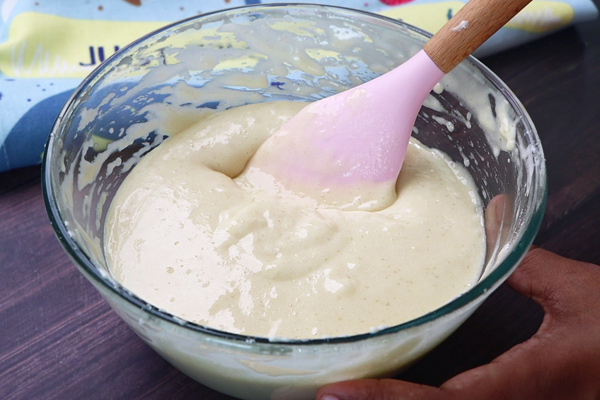 Hot Milk Sponge Cake Recipe- fold in until creamy