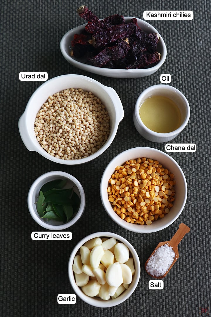 ingredients needed to make garlic podi