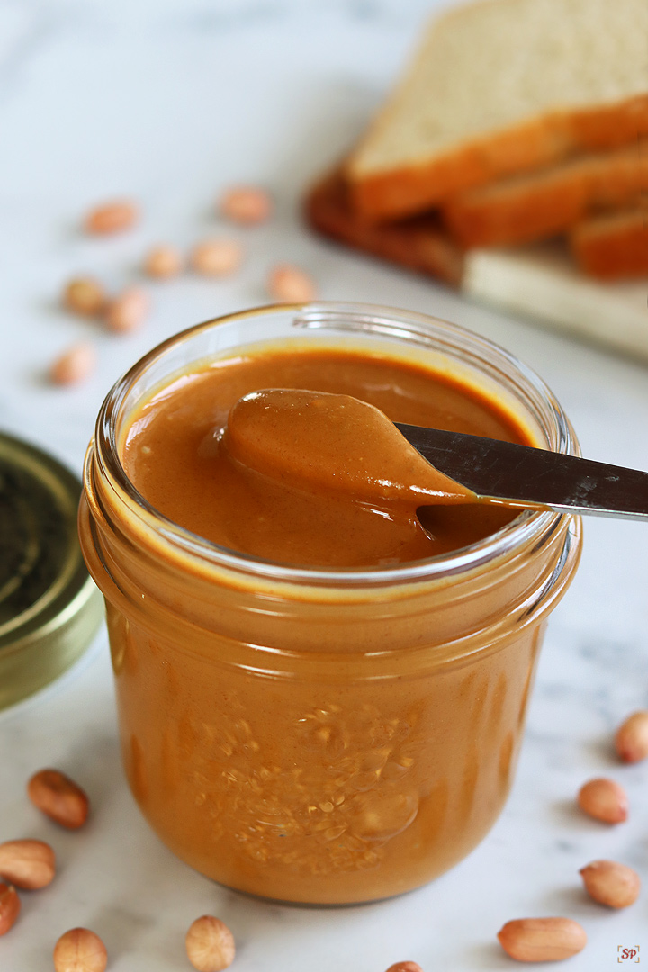 peanut butter in a glass jar