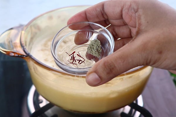 add cardamom powder, saffron