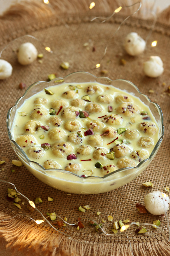 makhana kheer served