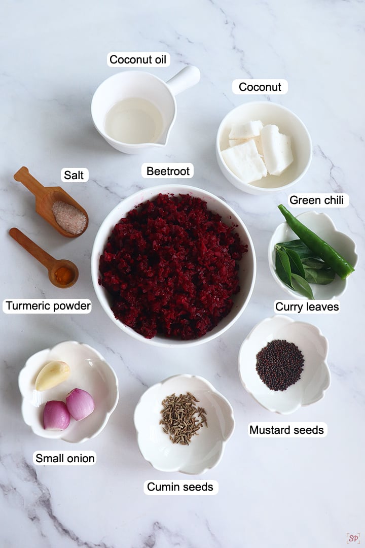 ingredients needed to make beetroot thoran