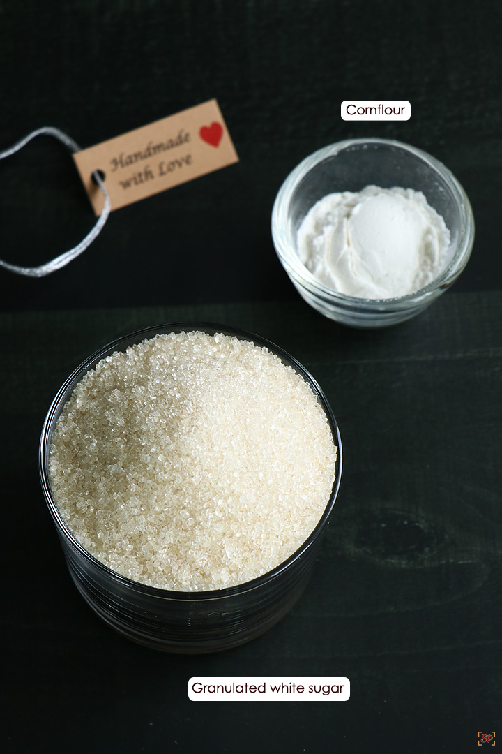 a display of ingredients for making icing sugar at home