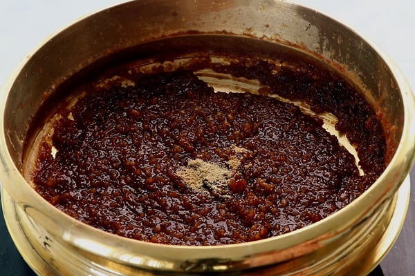 cook till thick, add cardamom powder, dry ginger powder