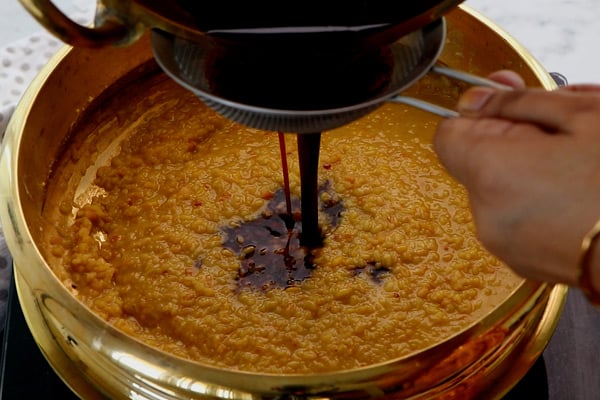 strain and add jaggery syrup