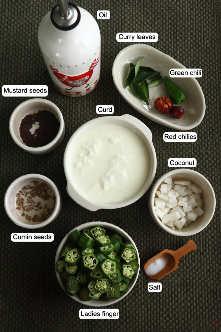 vendakkai kichadi served ingredients