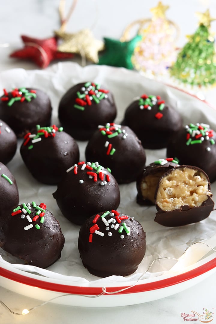 bon bons served in a white plate