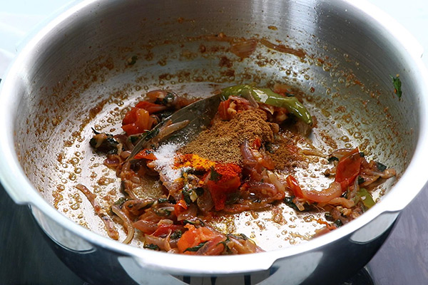 saute well, add spice powders