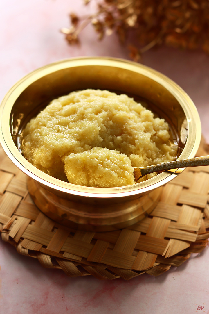 paal halwa served in a bronze bowl